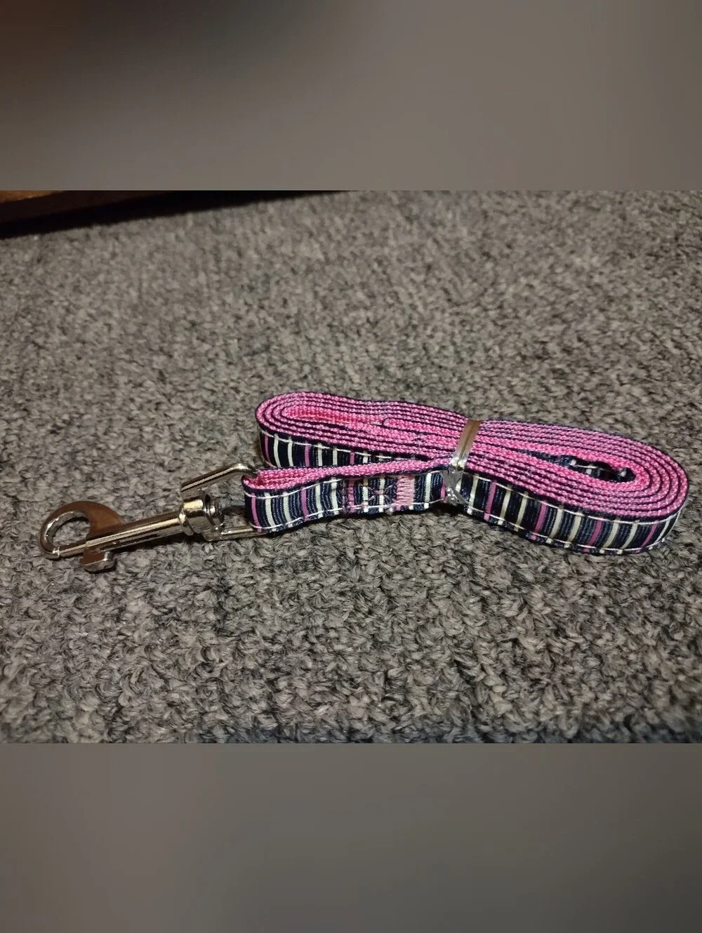 Striped Pink Dog Leash with Metal Clip 16